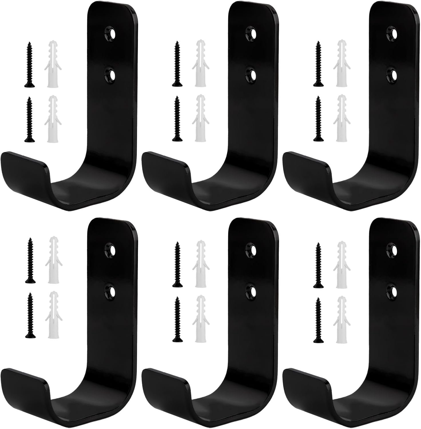 SnelShoppen - Heavy Duty Garage Hooks voor Opslag, 6 Stuks Sterke Wandhaken, J Haken, Gereedschap Hangers, Utility Hooks, Pegboard Hangers voor Gym, T
