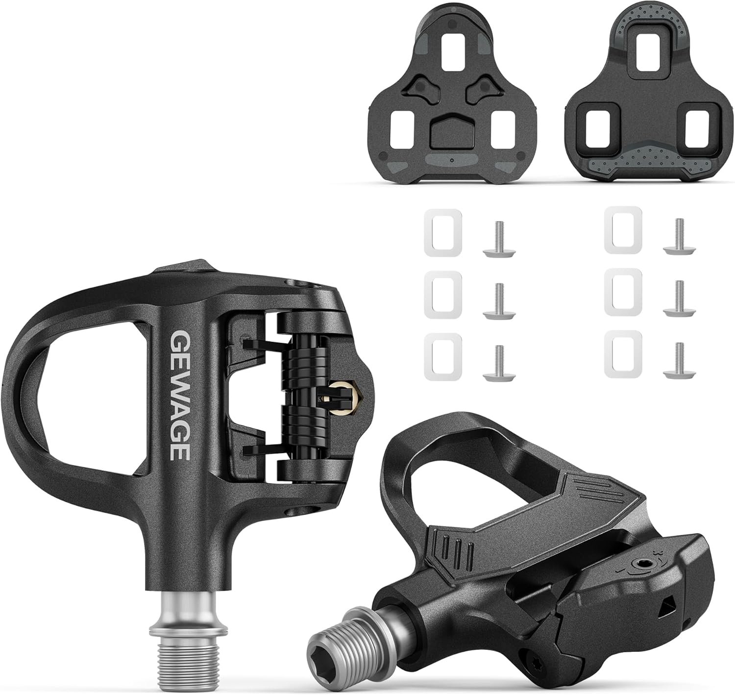 SnelShoppen - Click Pedalen voor Racefietsen - Verstelbare Spanning - Robuuste Composiet Body - Compatibel met Look Keo Systeem - Inclusief Cleats en