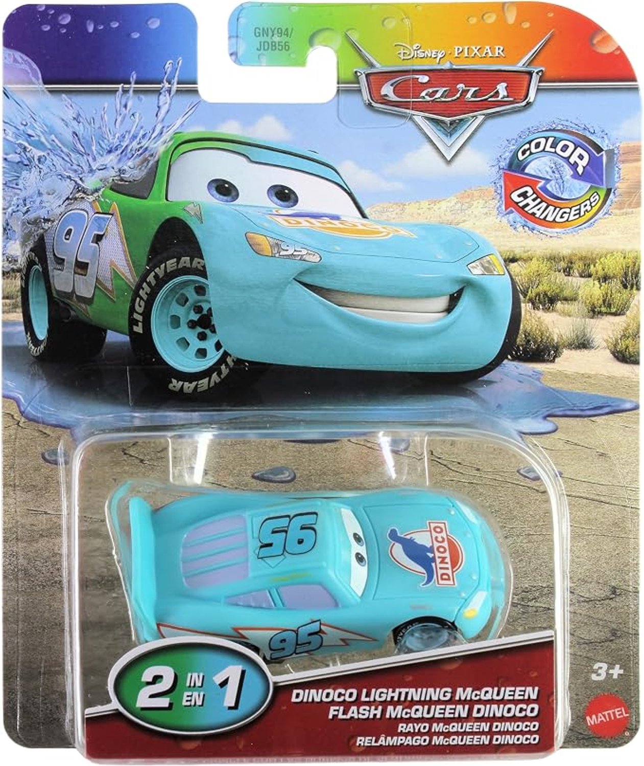 Disney Cars auto Dinoco Lightning McQueen Color Changers voertuig - afmeting 8 cm schaal 1:55