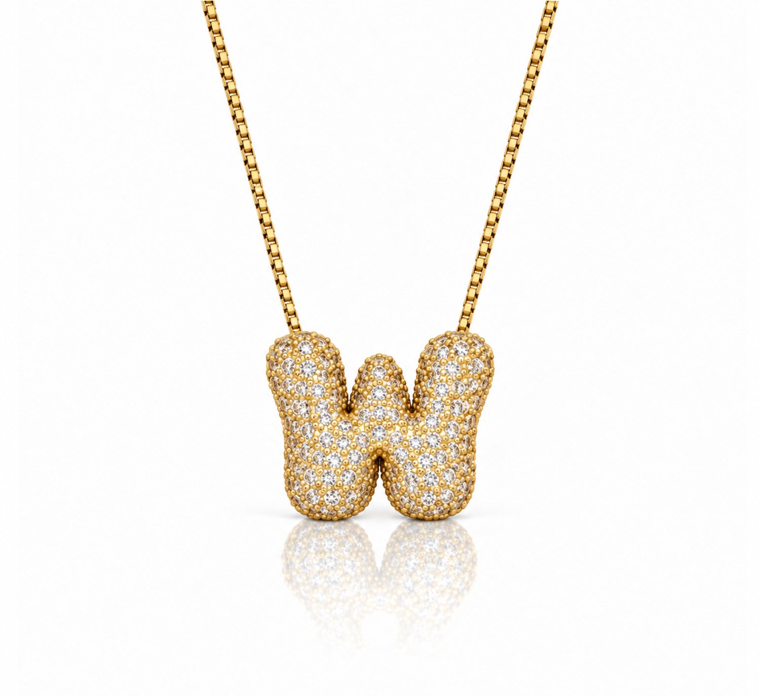 Maevi® Letter Ketting - Letter: W - Glitter Letterketting - Zirkonia Ketting - Lengte: 40 cm - Inclusief Luxe Verpakking - 18K Verguld Goud - Gouden ketting / Gouden letter - Hoge Kwaliteit - Luxe Ketting - Cadeau voor Vrouw / Dames / Moeder / Mama