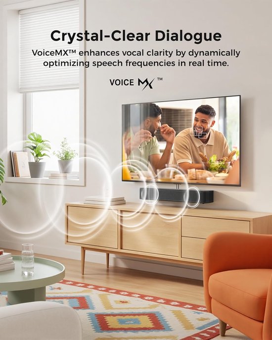 2.1 Soundbar voor TV – Geïntegreerde Subwoofer – 132 W Piekvermogen – Bluetooth 5.4 – App Bediening – OPT/AUX – Voor TV, PC en Gaming – Wandmontage — afbeelding 5