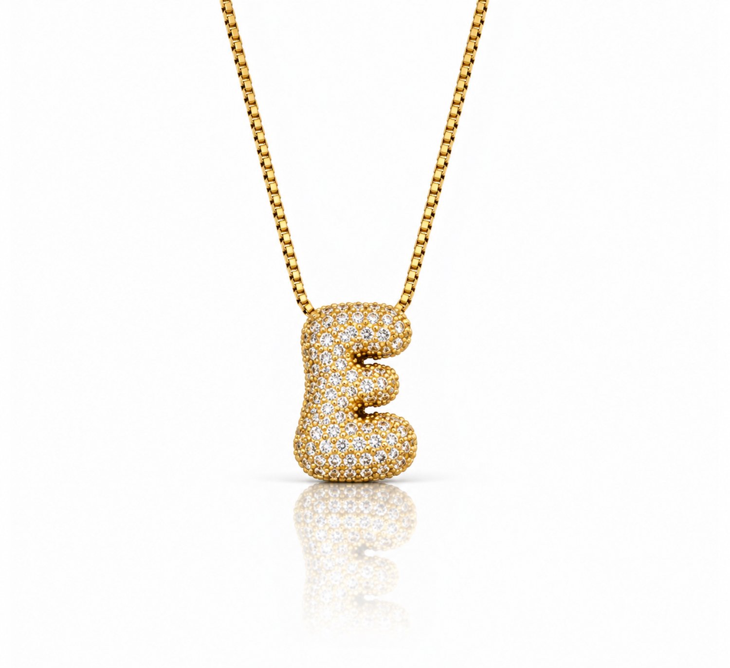 Maevi® Letter Ketting - Letter: E - Glitter Letterketting - Zirkonia Ketting - Lengte: 40 cm - Inclusief Luxe Verpakking - 18K Verguld Goud - Gouden ketting / Gouden letter - Hoge Kwaliteit - Luxe Ketting - Cadeau voor Vrouw / Dames / Moeder / Mama