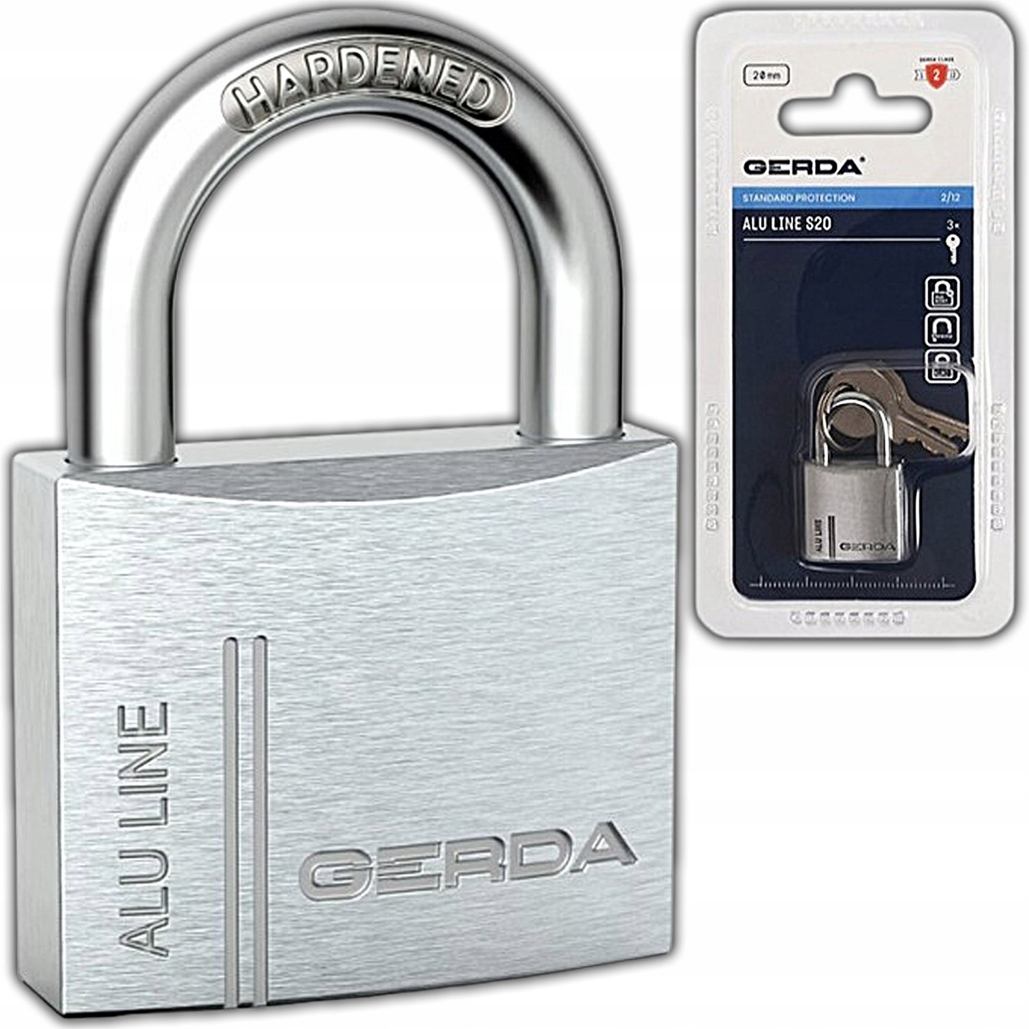 Gerda ALU LINE S60 beugel hangslot - aluminium, 3 sleutels