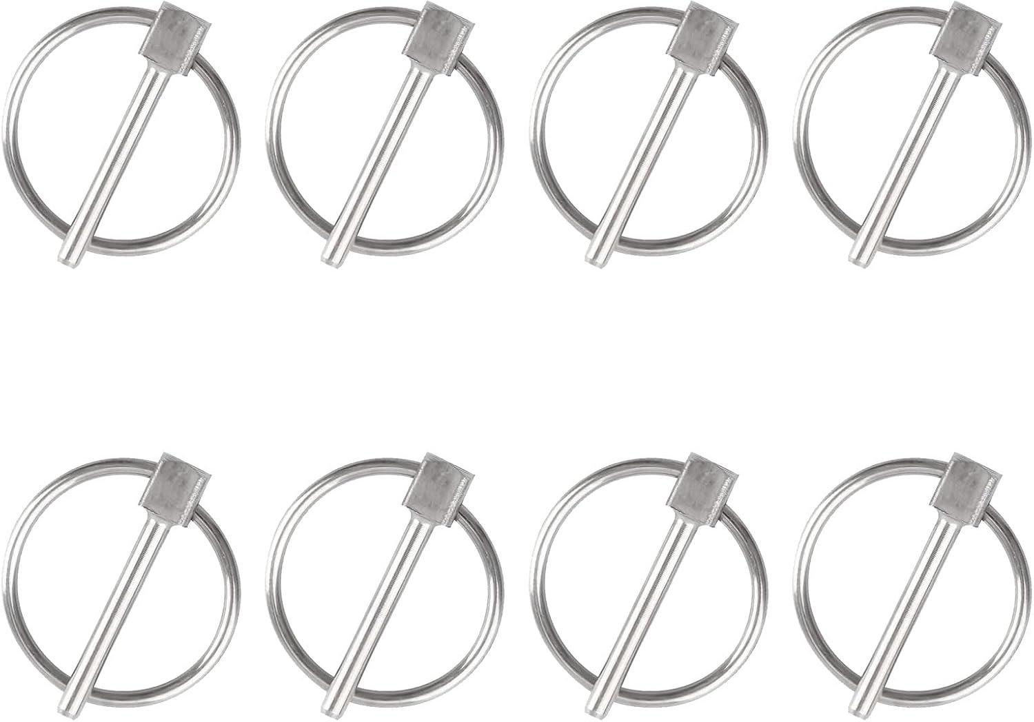 Dailygoods- Lynch Pin 8 stuks - Roestvrij Stalen Veiligheidspennen - Aanhangwagenvergrendelingspennen - Borgpennen - Zelfsluitend Ontwerp - Diameter 3