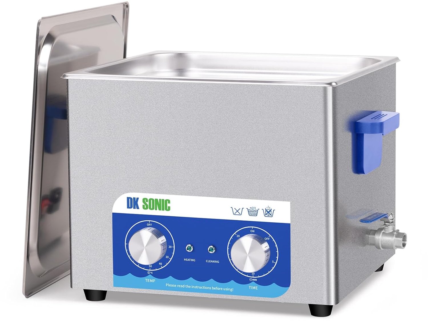DK SONIC Ultrasonic Cleaner 15L 360W - Stainless Steel Cleaner with Mechanical Timer & Heating - ShopVlot