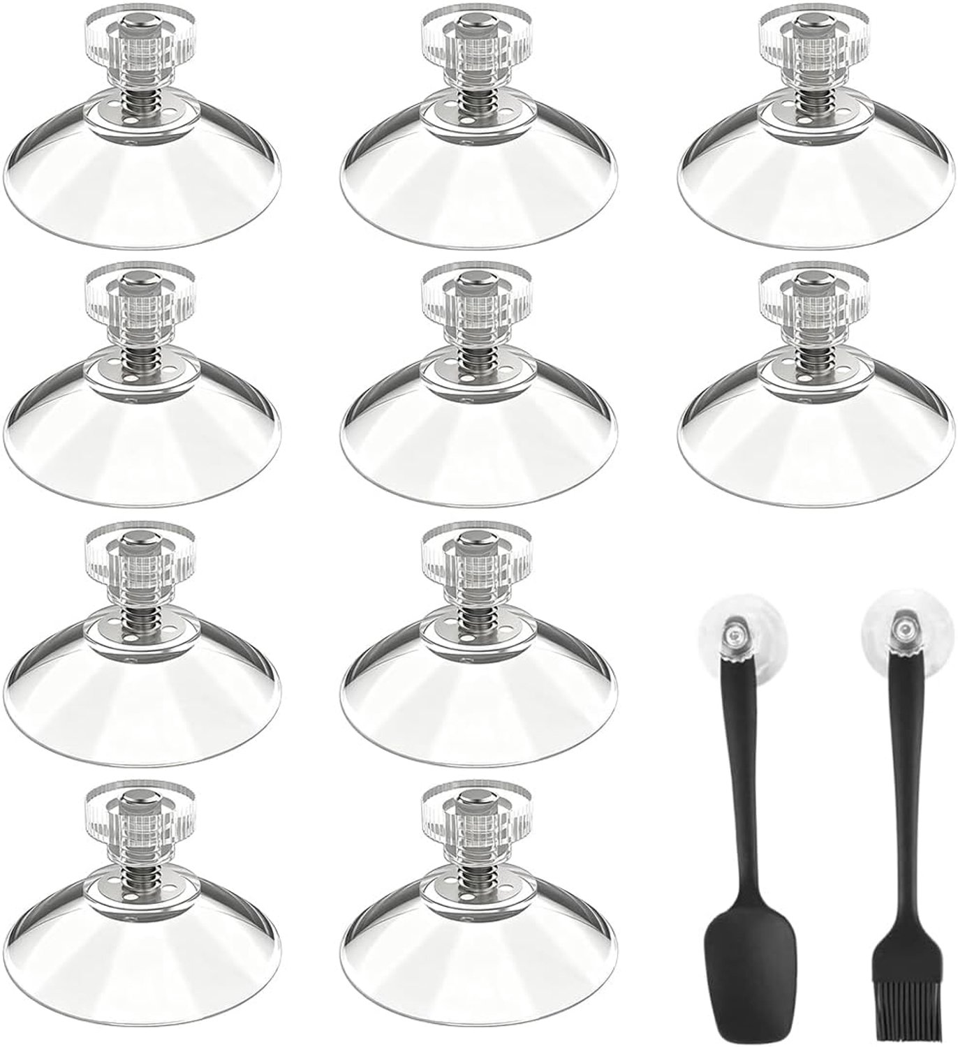 Zuignappen voor glas, 10 stuks zuignappen van transparant kunststof, diameter 41 mm, met M4 kunststof moeren - ShopVlot