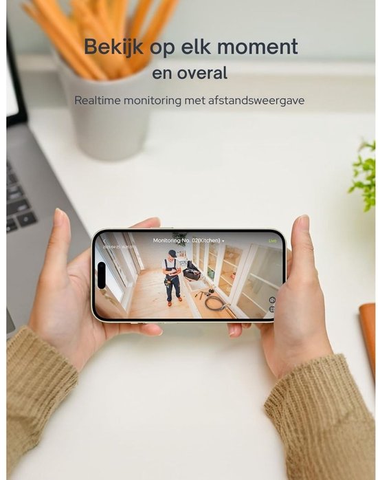 Zolvano® Binnen Camera - Beveiligingscamera Mini - Huisbewaking Thuis - Bewegingsdetectie Geluid-Wit — afbeelding 5