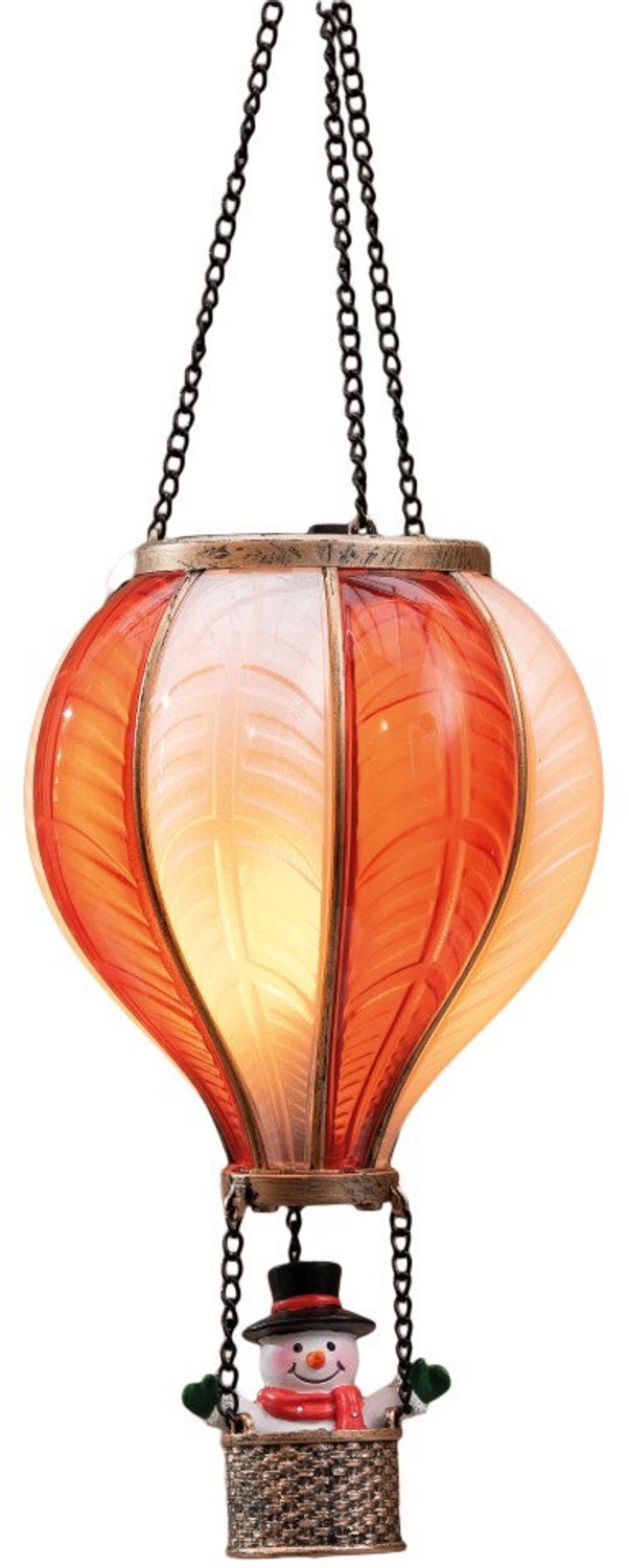 Luchtballon met sneeuwman met vlameffect wit/rood 14x25 cm Anna's C...