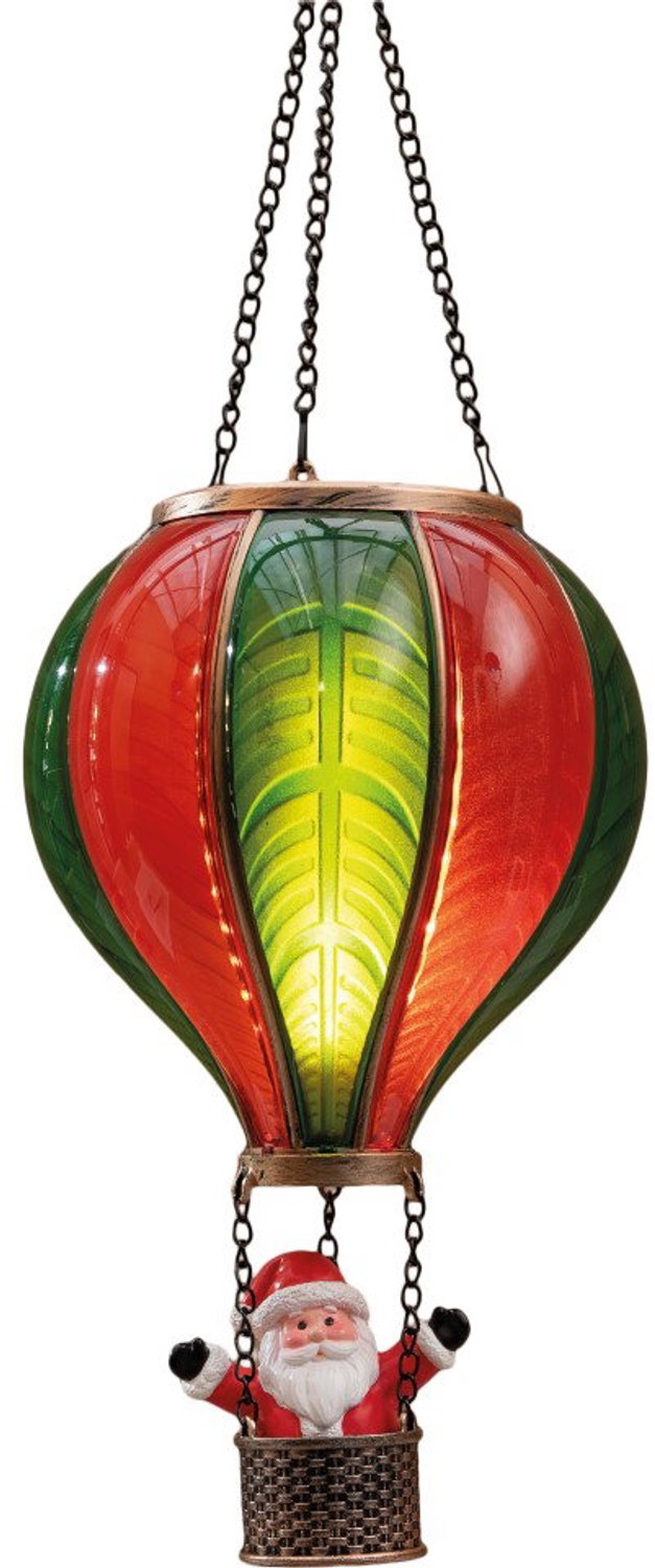 Luchtballon met kerstman - vlameffect - rood/groen 20x35 cm