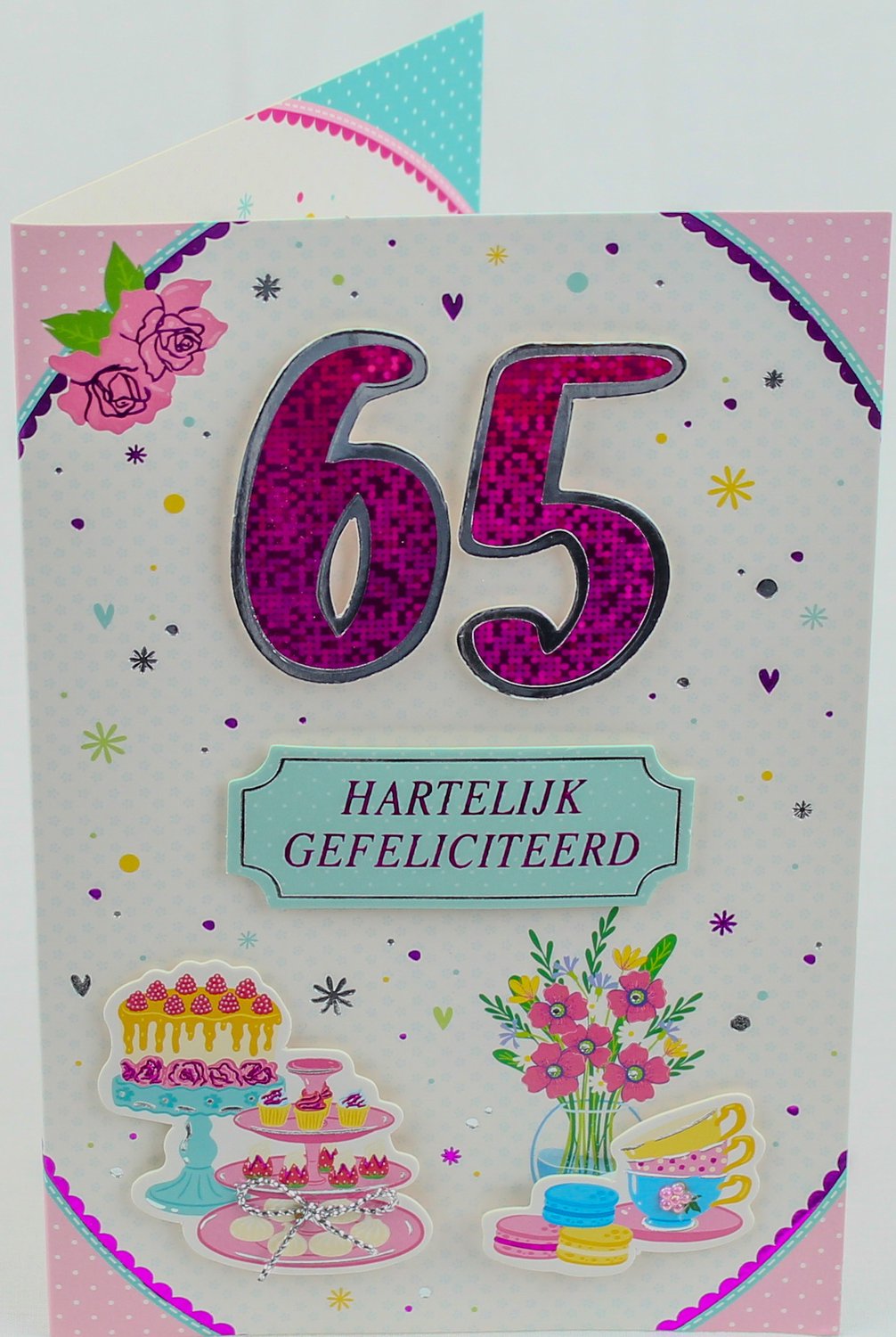 Luxe 3D Verjaardagskaart 65 Jaar Vrouw - Leeftijdskaart 65 Jaar- Wenskaart 65 Jaar - Gefeliciteerd 65 Jaar