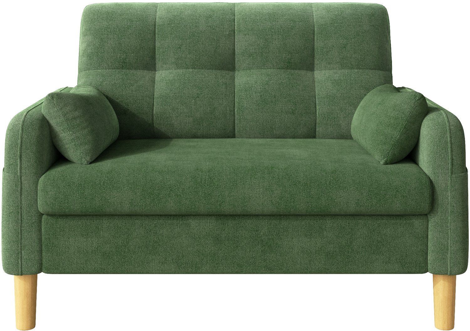 SONNENH Compacte 2-zitsbank met 2 kussens en zijvak - Chenille - 119 cm - Groen