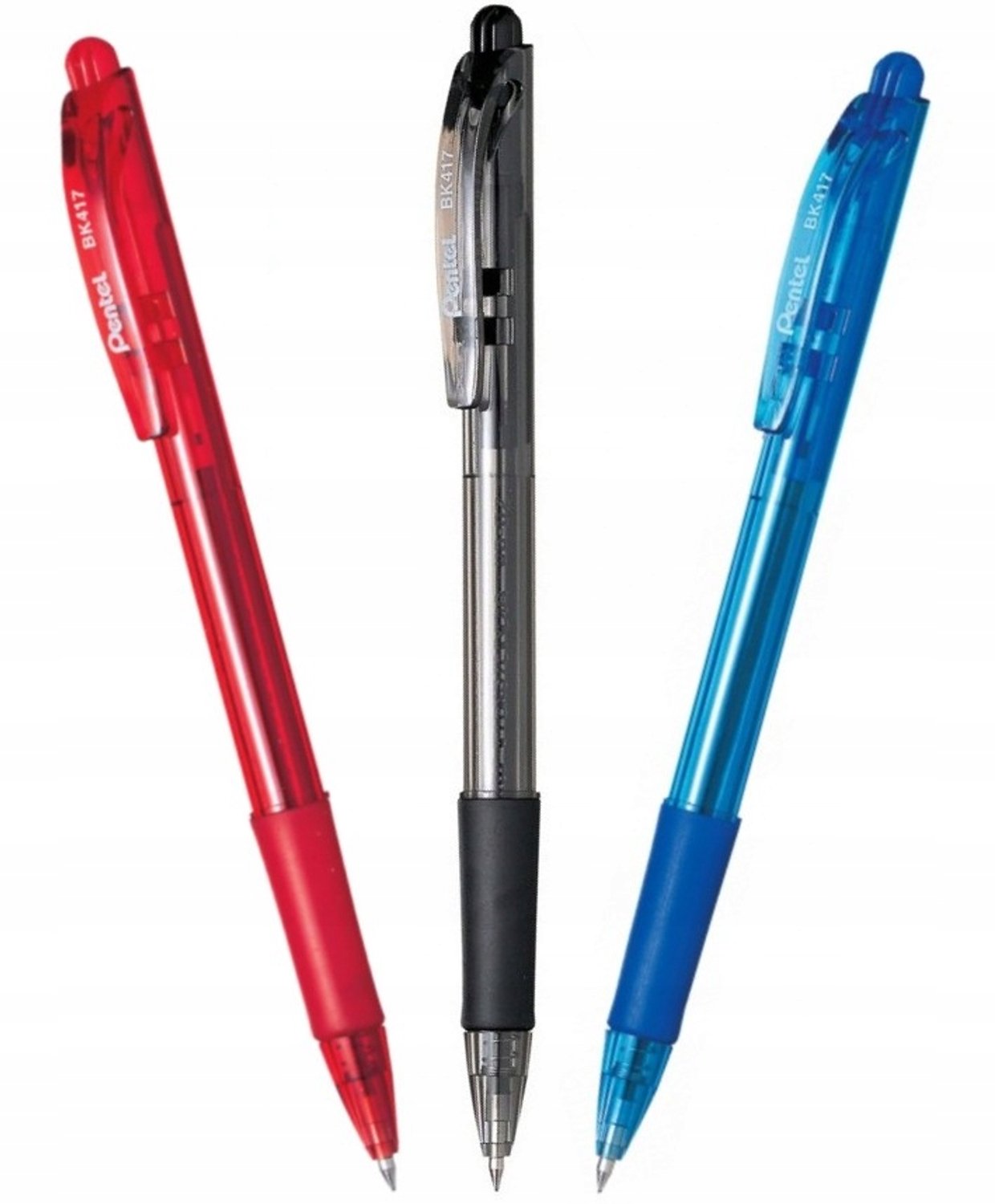 Pentel BK417 WOW! Set - 3 Automatische Pennen (Zwart, Rood, Blauw)