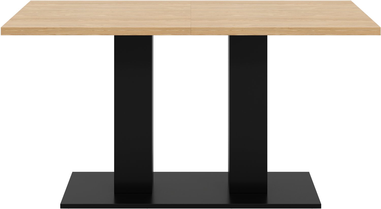 SONNENH Uitschuifbare eettafel met dubbele kolomvoet - MDF - 140 tot 180 cm - Natuurlijke houtlook