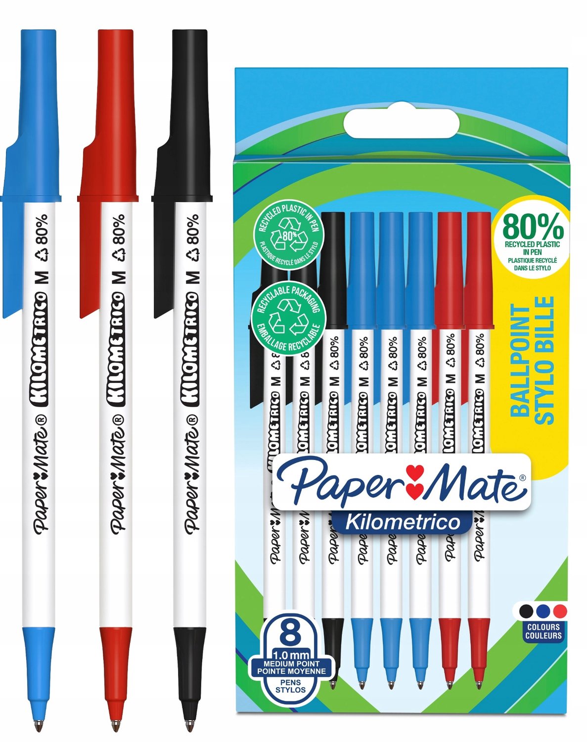 Paper Mate Bureau Pennen Set - 8 Stuks - Mix Kleuren