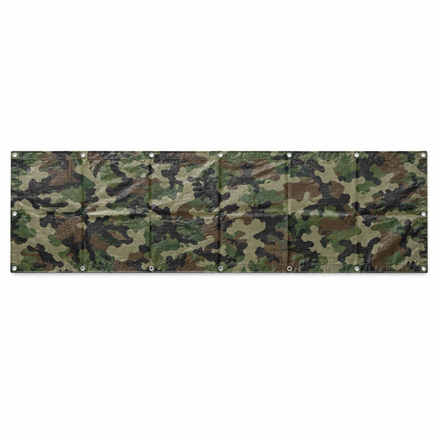 Camouflage dekzeil 1,5 x 6 meter - PE afdekzeil met ogen - Groen/bruin - 1 stuk