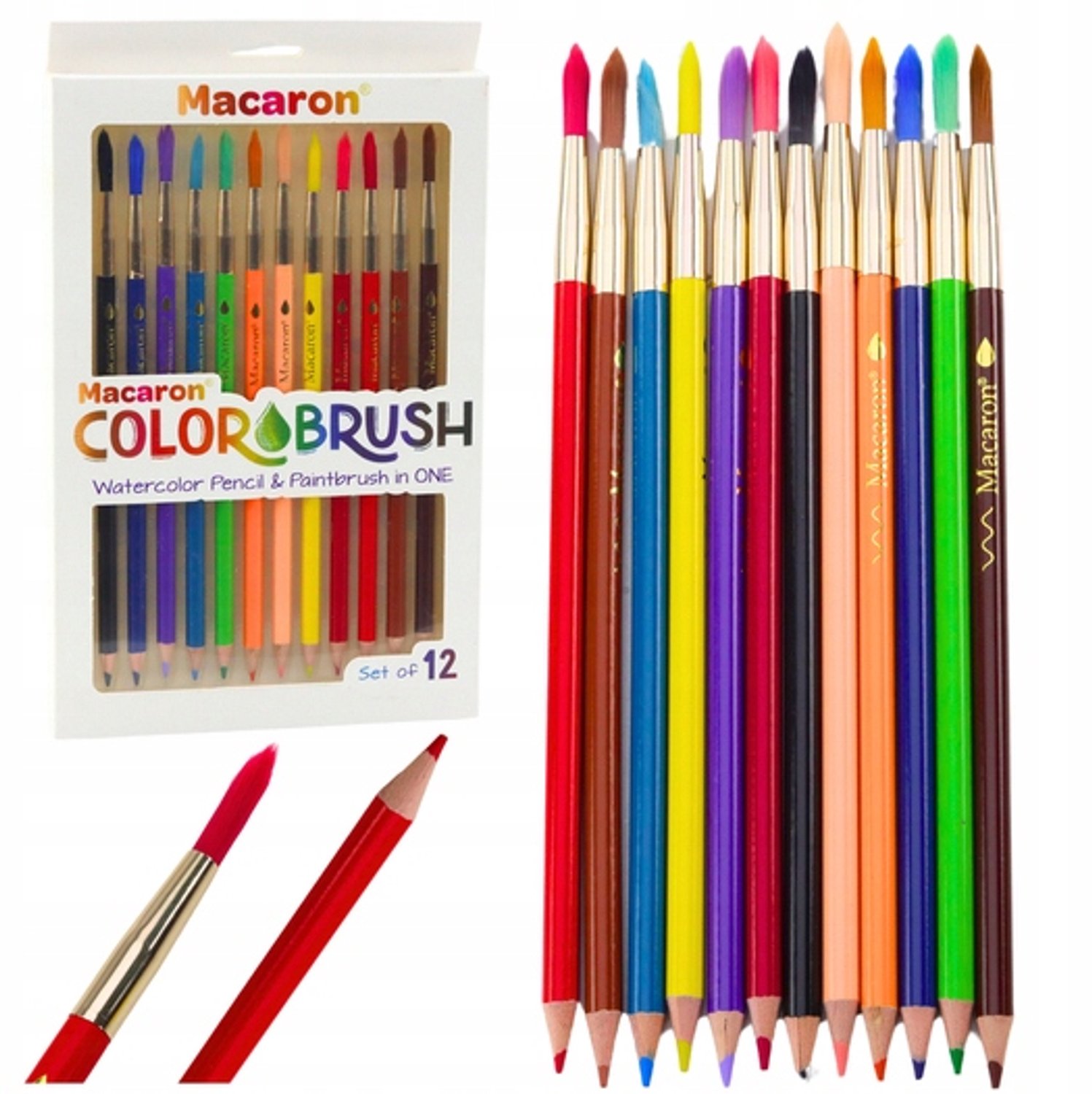 Lean Aquarel Potloden Set - 12 Kleuren met Penseel