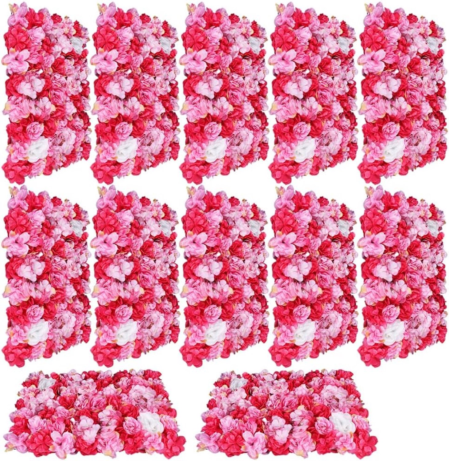 12pcs Plant Wall Pink Red Dark Pink Dahlia Pink Hydrangea Artificial Flower Wall Wedding Decoration Wedding Plate - ShopVlot