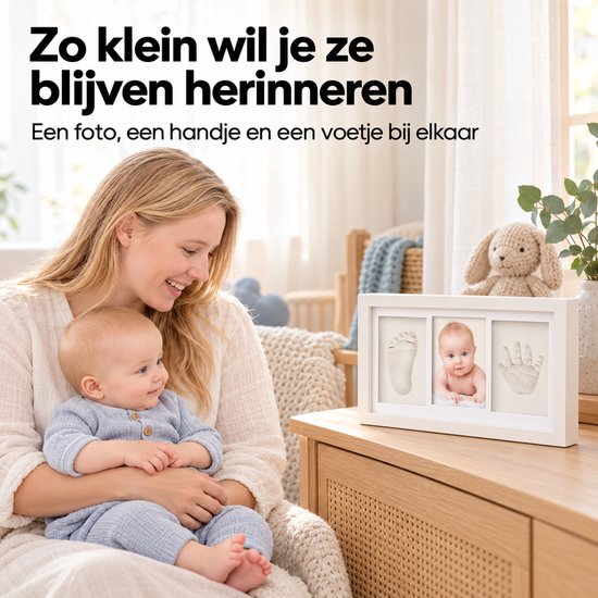 Vicon Premium Baby Fotolijst met Gipsafdruk Voet en Hand - Klei Afdruk Baby - 33 x 20 cm - Kraamcadeau Jongen/Meisje - Babyshower - Kraampakket van Vicon — afbeelding 2