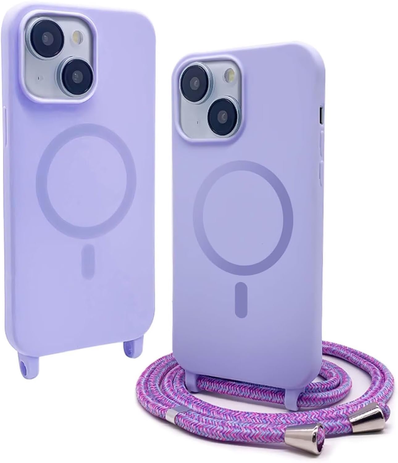 Handykoffer voor iPhone 14 met koord, magnetisch, paars
