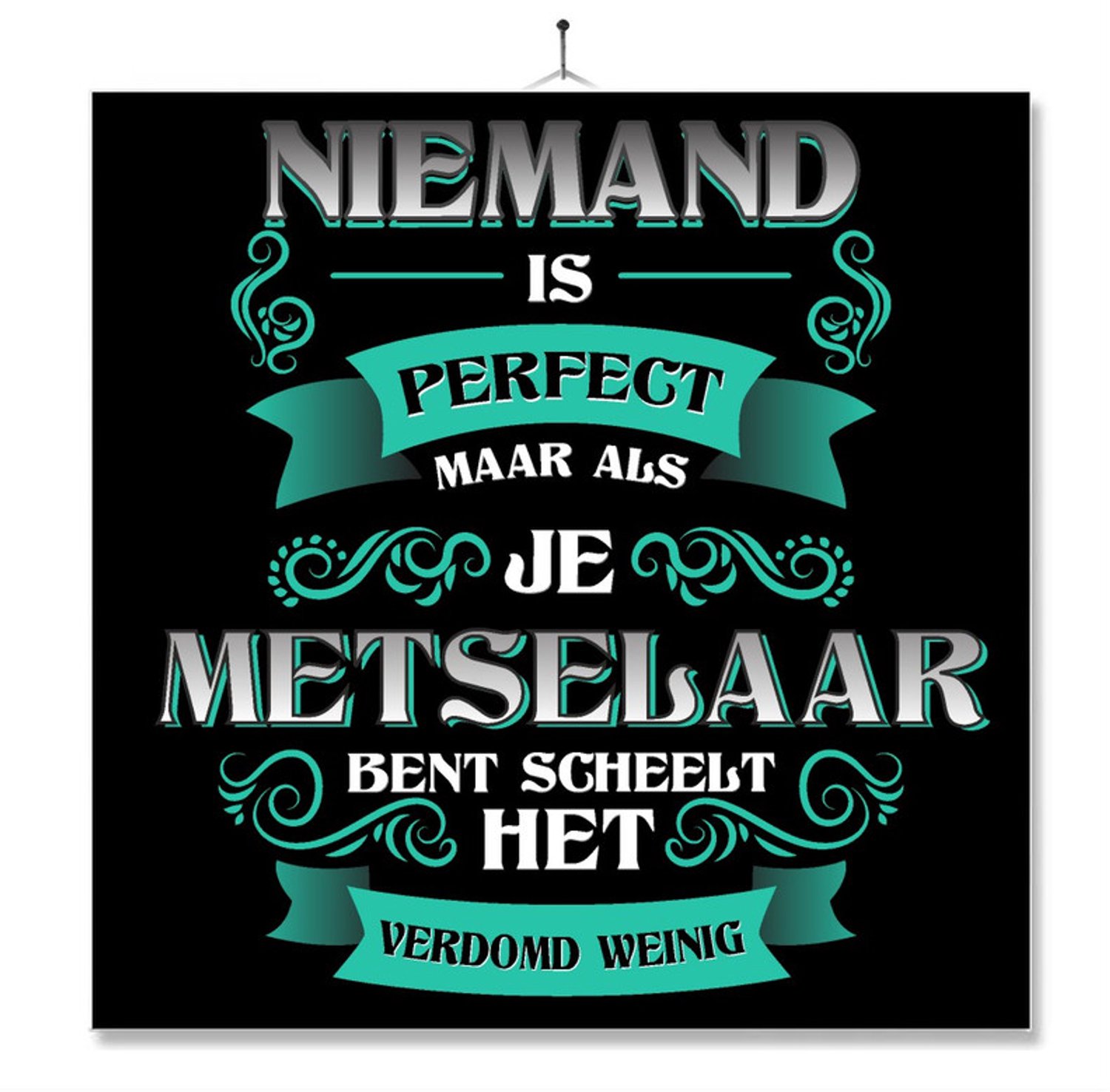 MC Living Tegel Met Opdruk | Kado | Cadeau | Niemand Is Perfect | Beroep | Metselaar Multi-Color