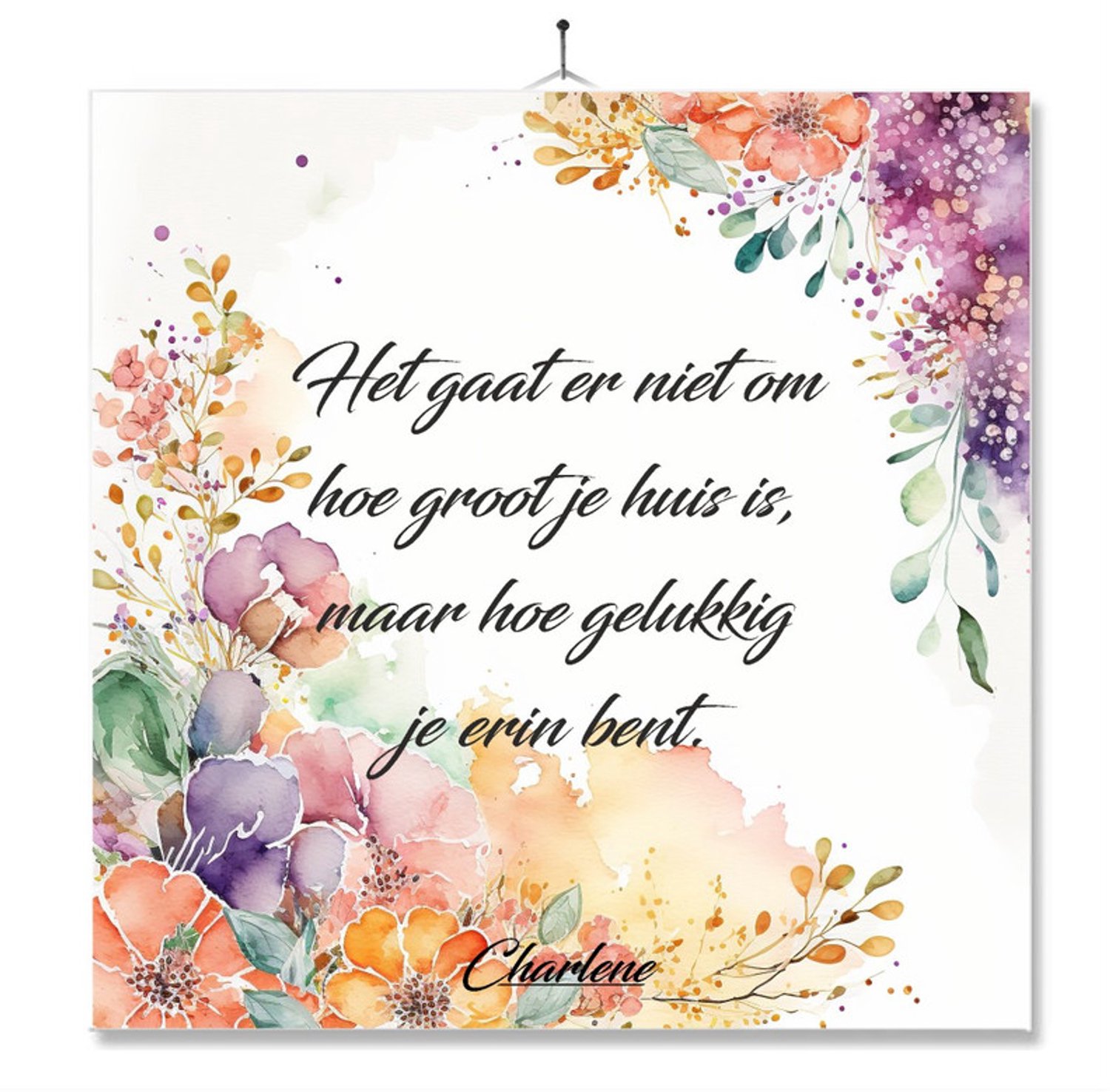 MC Living Tegel Met Opdruk | Spreuk | Motivatie | Het gaat er niet om hoe groot je huis is Multi-Color