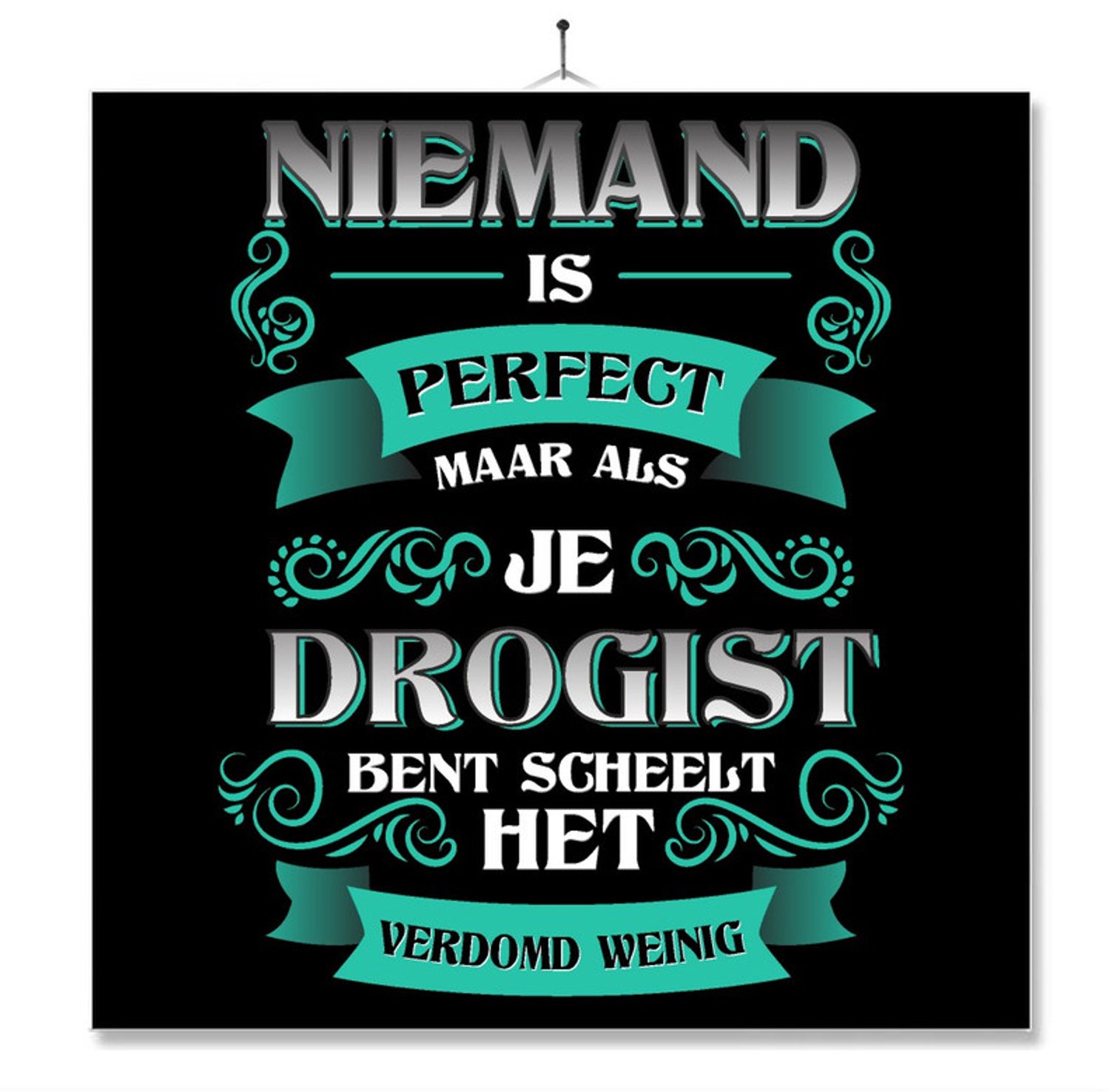 MC Living Tegel Met Opdruk | Kado | Cadeau | Niemand Is Perfect | Beroep | Drogist Multi-Color
