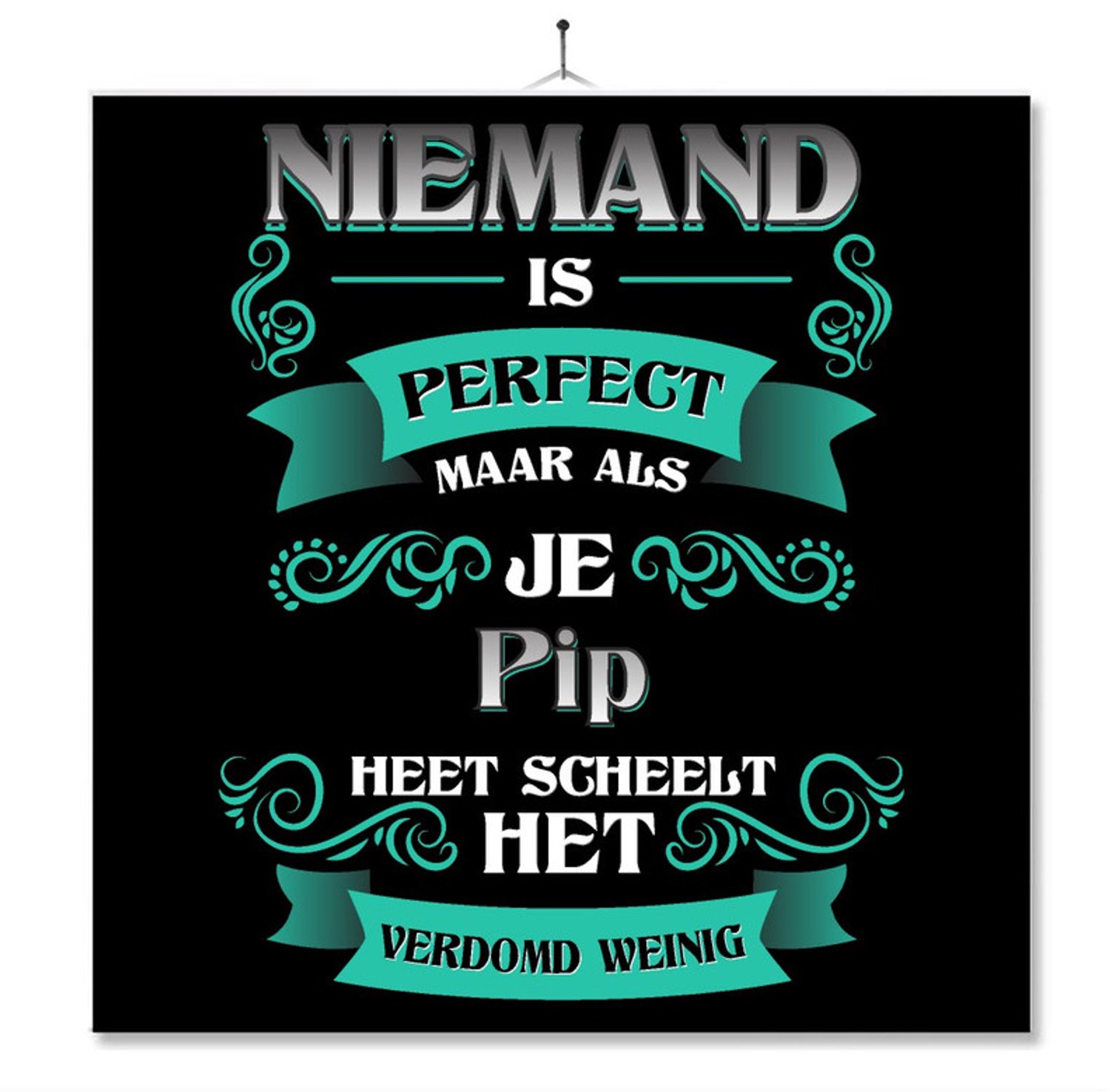 MC Living Tegel Met Opdruk | Kado | Cadeau | Niemand Is Perfect Maar Als Je Pip Heet Scheelt Het Verdomd Weinig Multi-Color