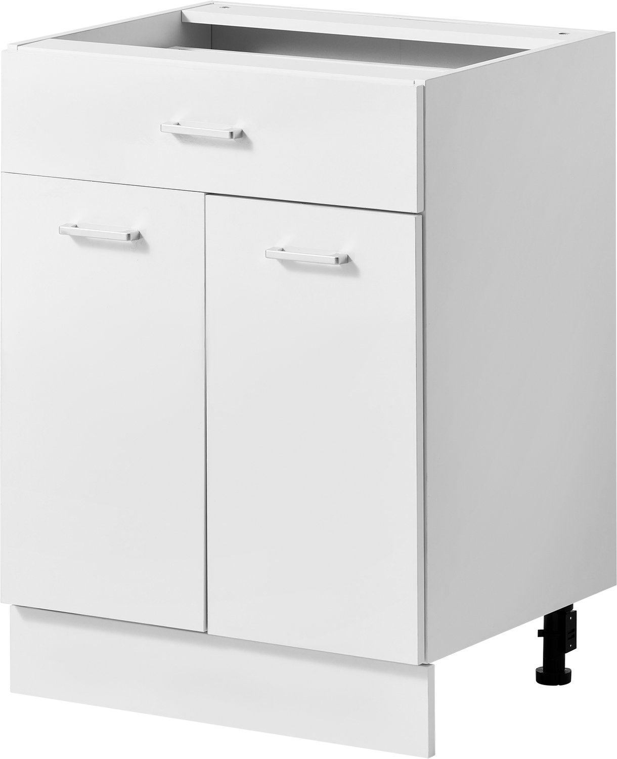 Vevor Onderkast 600x475x815 mm (BxDxH) Spaanplaat, Witte Keukenonderkast, voor Wasruimte en Badkamer, Zonder Werkblad, in Shaker-Stijl, met Verstelbare Plank, 1 Lade, 2 Deuren en Scharnieren