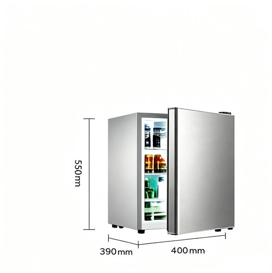 Energiezuinige minikoelkast 29L zilver één deur alleen koelen stil op 38 dB energieklasse A geschikt voor studenten kantoor en slaapkamer 55×40×39 cm — afbeelding 2