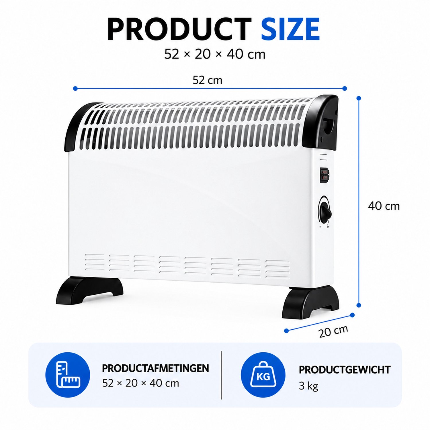 Lifero Kachel - Elektrische Verwarming 2000W - Convectorradiator - Convector - Wand of Vloer Verwarmer - Verwarmen Convectie – foto 5