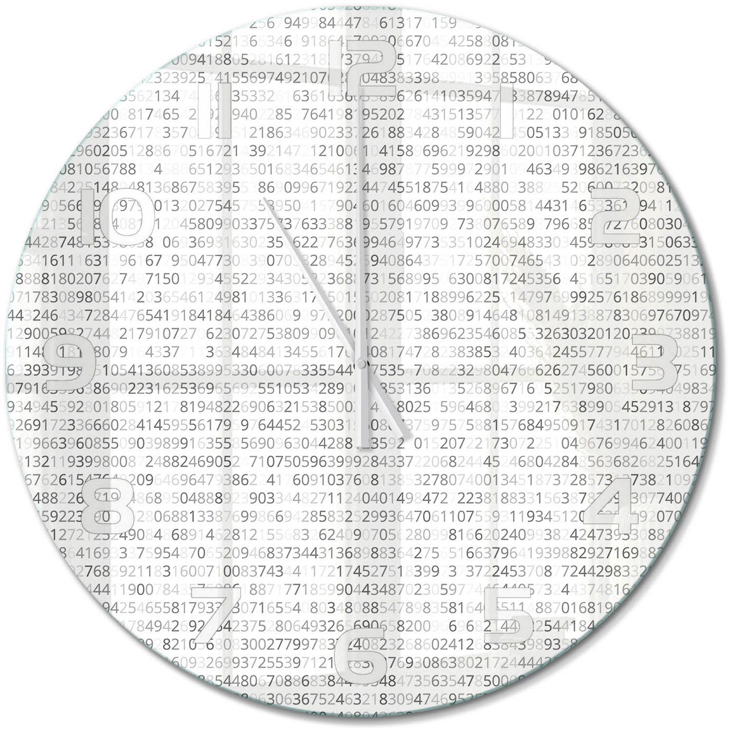 TULUP Wandklok - Binaire code Wandklok Glas Decoratie - fi60 cm - Grijs Gekleurde Glazen Klok - Witte handen - Ronde Klok - Klok Glas Met Opdruk - Moderne Wandklok Glas