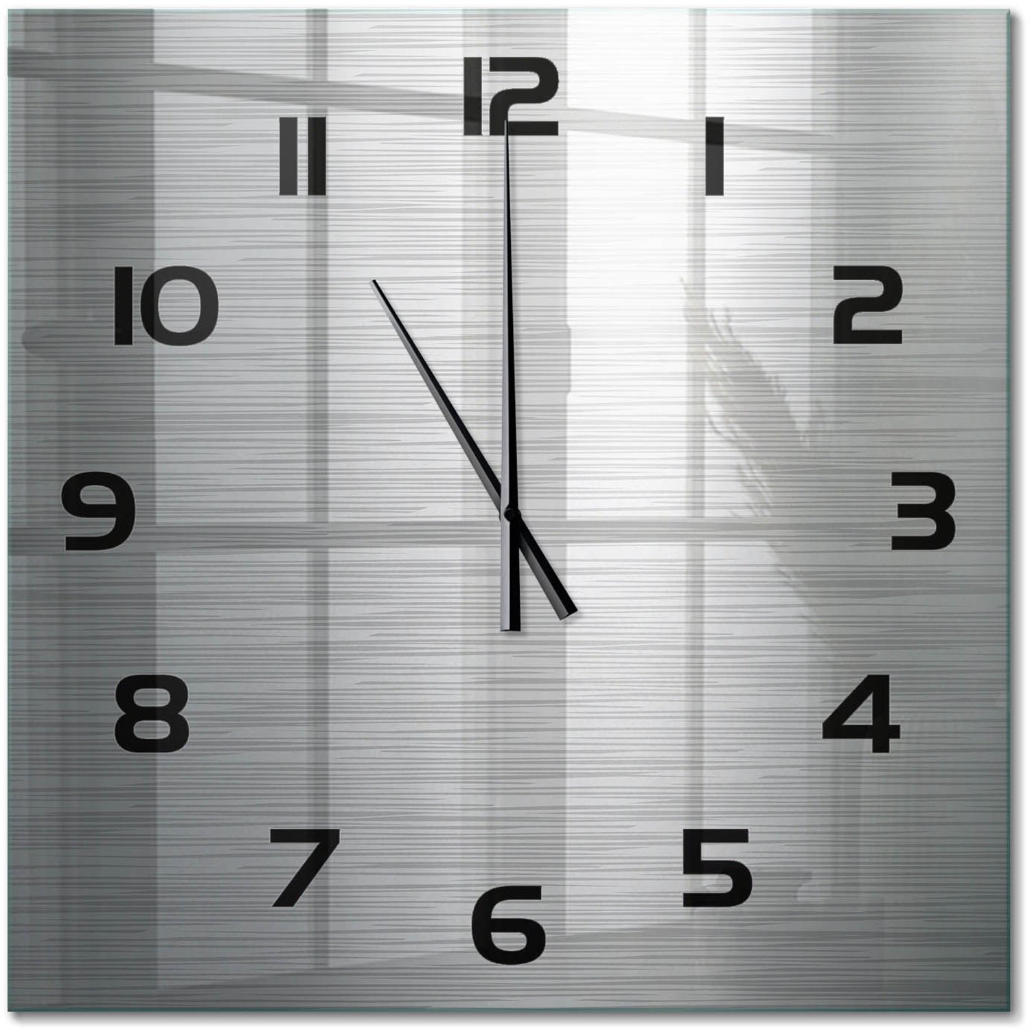 TULUP Wandklok - Metalen achtergrond Wandklok Glas Met Motief - 60x60 cm - Zilver Decoratieve Glazen Klok - Zwarte handen - Vierkante Klok - Gekleurde Glazen Klok - Glazen Klok Met Print
