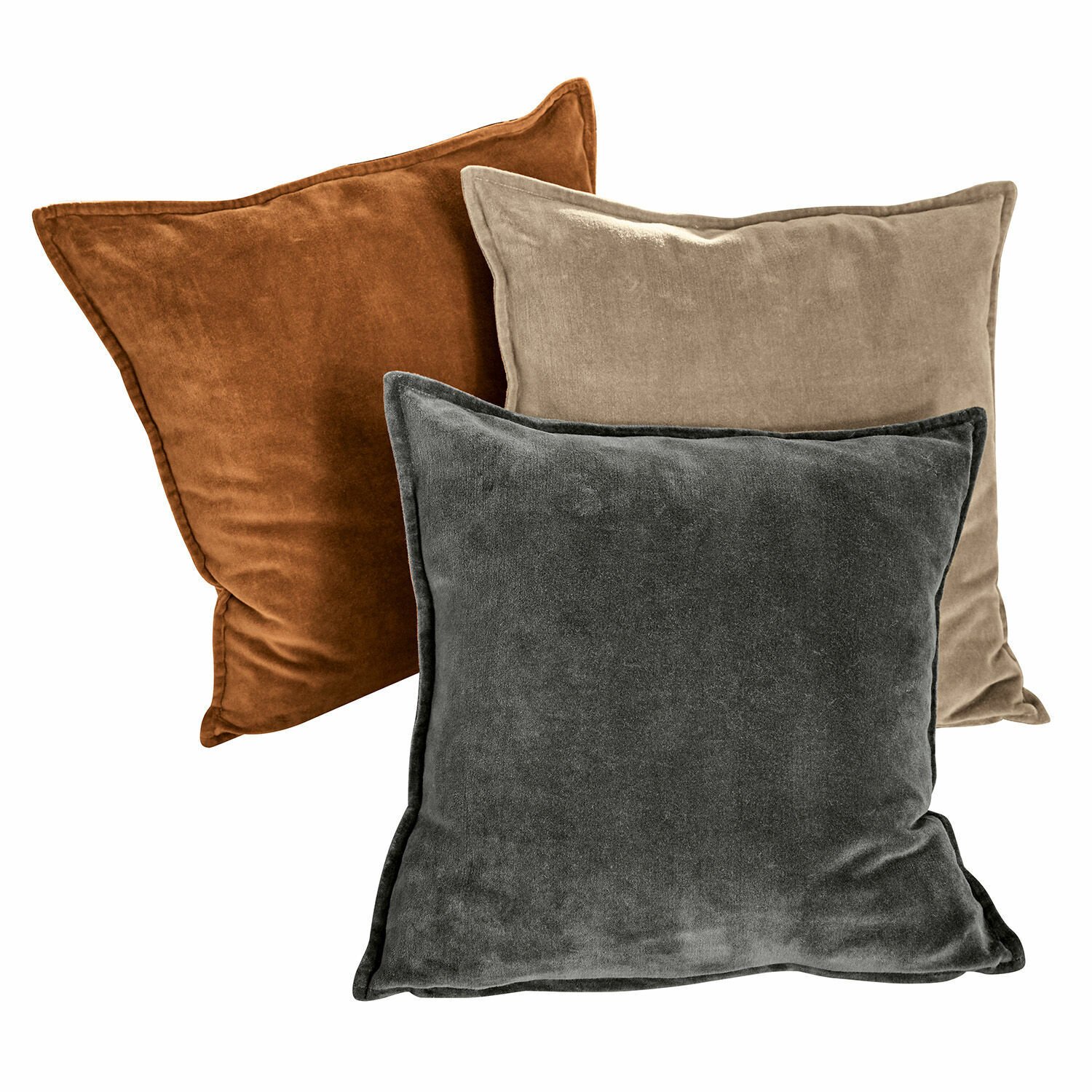 Loberon Kussenhoes set van 3 Lumeau oranje/grijs/beige