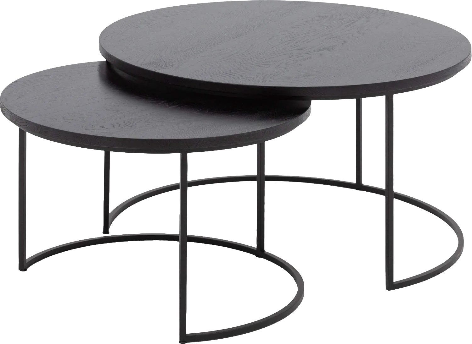 Goossens Salontafel Iras - 75 x 45 x 75 - eiken - zwart - rond eiken soft touch lak zwart ral 9005