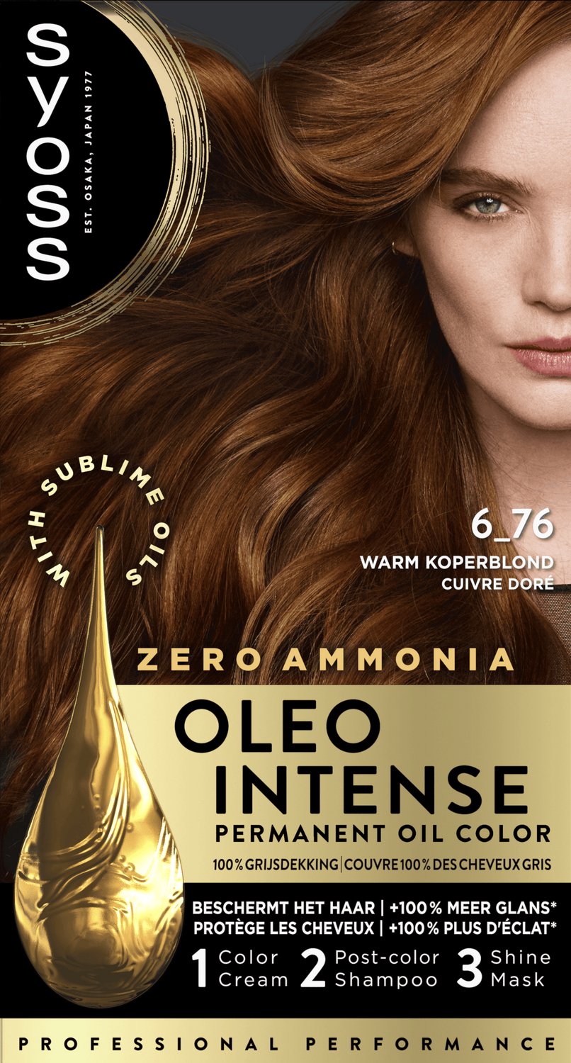 Bol.com Syoss Oleo Intense 6-76 Haarverf - Warm Koperblond - Permanente Haarkleuring - Ammoniakvrij - Met Voedende Oliën - 100% ... aanbieding