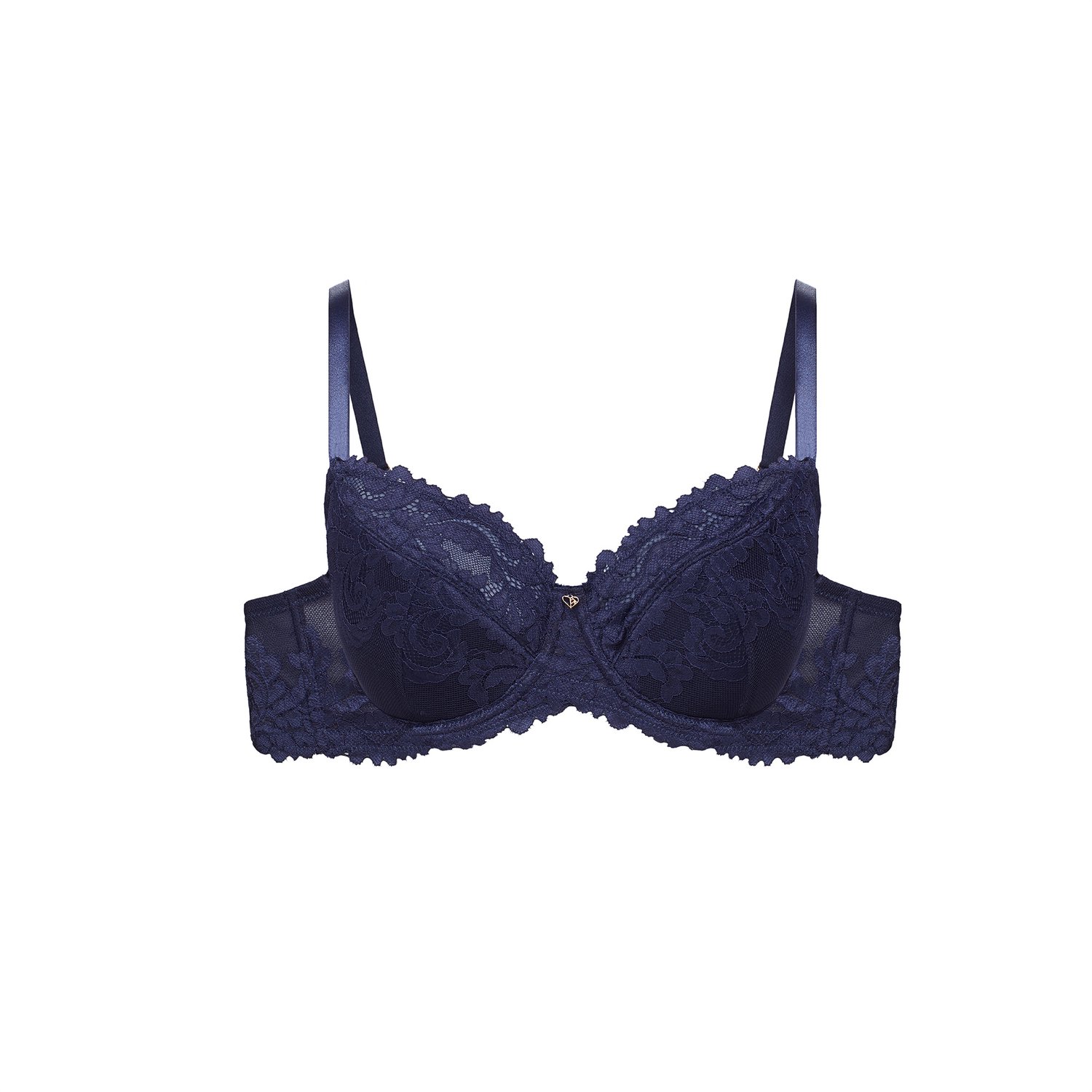 ESOTIQ Lynn - Halfvoorgevormde beha - Marineblauw - Bloemenkant