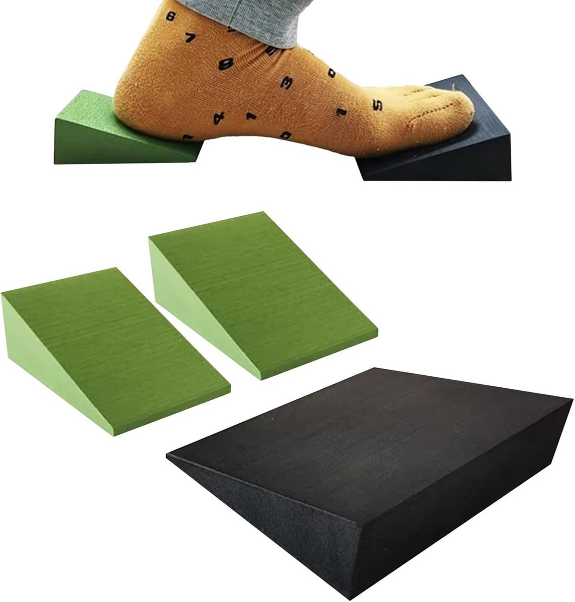 Schuimrubberen wigblok, hellend krachttrainingsbord, voetwiggen, yogablokken voor thuis, sportschool, slaapzaal, hardlopers, sporters, senioren, beginners, liefhebbers, kniebuigingen, kuitrekken