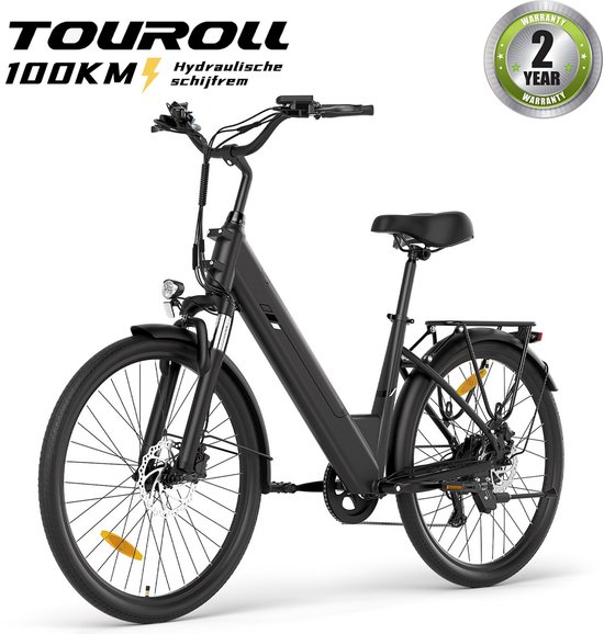 Touroll J1 Pro Elektrische Fiets 36V 15,6Ah 250W - Zwart - Hydraulische Schijfremmen - 100km Bereik - 7 Versnellingen Shimano - Touroll - €759,00