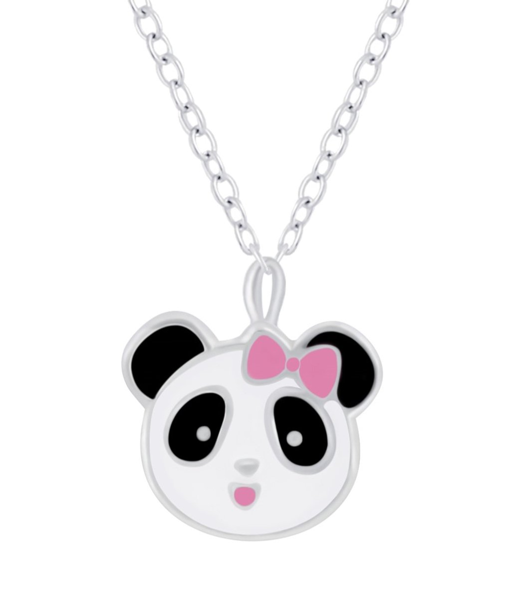 Joy|S - Zilveren panda hanger met ketting - 36 cm + 5 cm extension - pandabeer ketting voor kinderen - sterling zilver 925