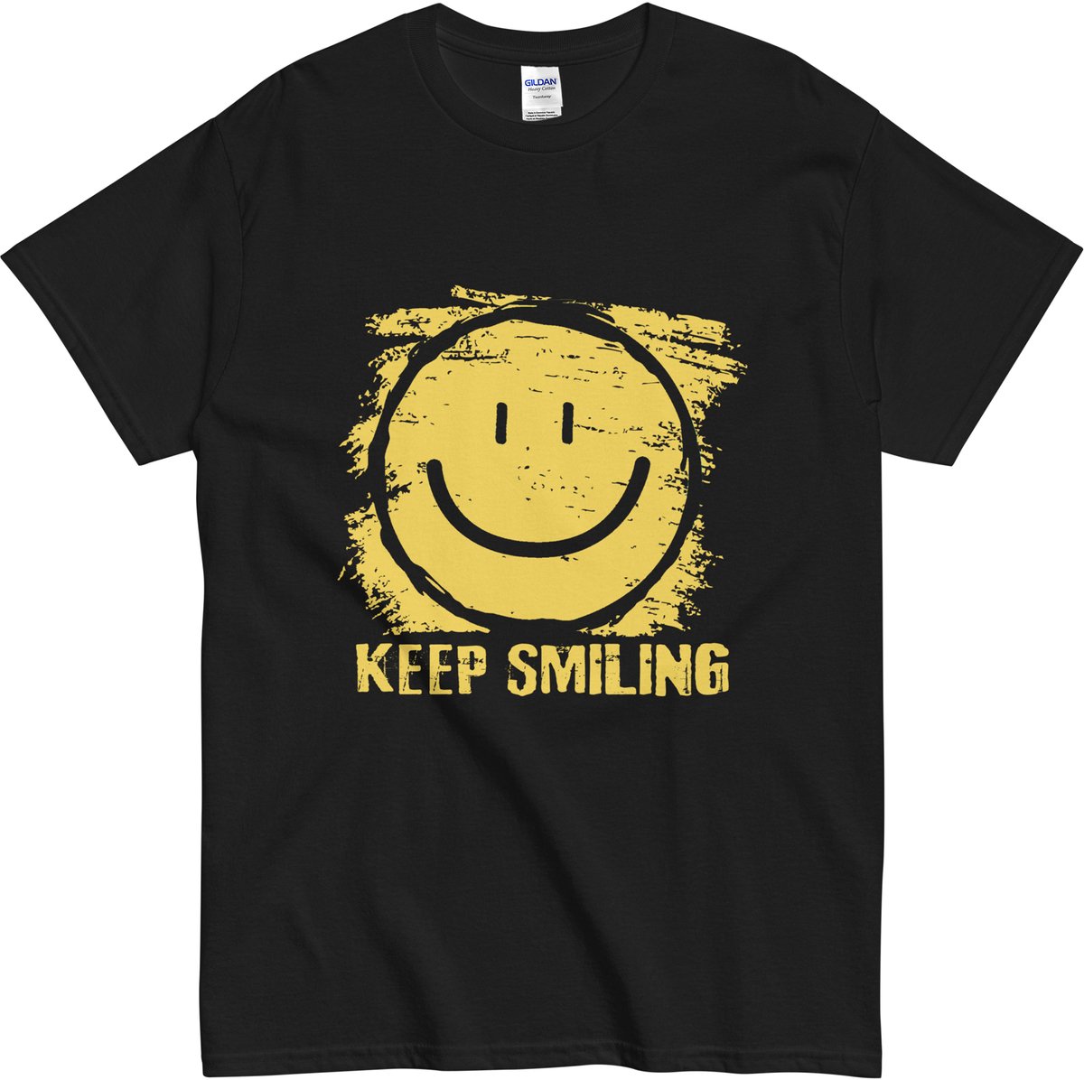 Grappig Keep Smiling T-shirt Heren en Dames - Grunge Quote - Zwart - XL