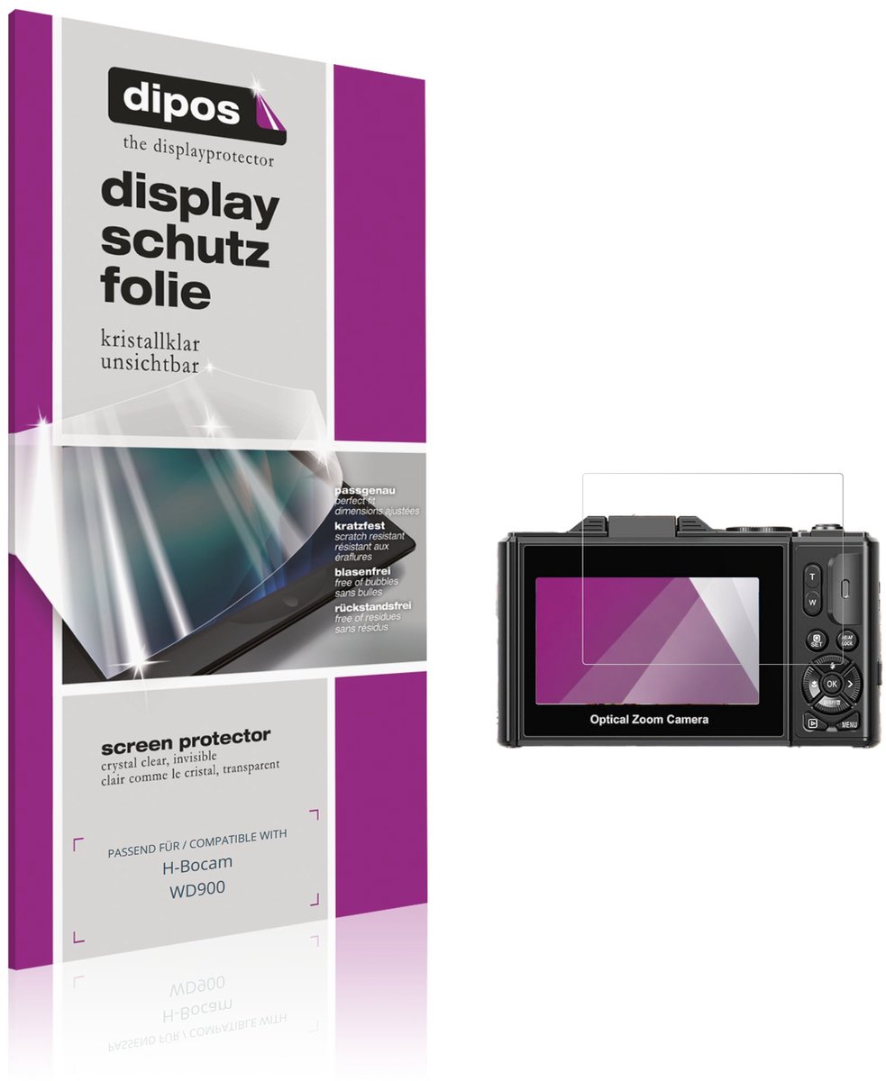 dipos – 4x Beschermfolie geschikt voor H-Bocam WD900 | Krasbestendige & heldere Screenprotector Ultra-Thin