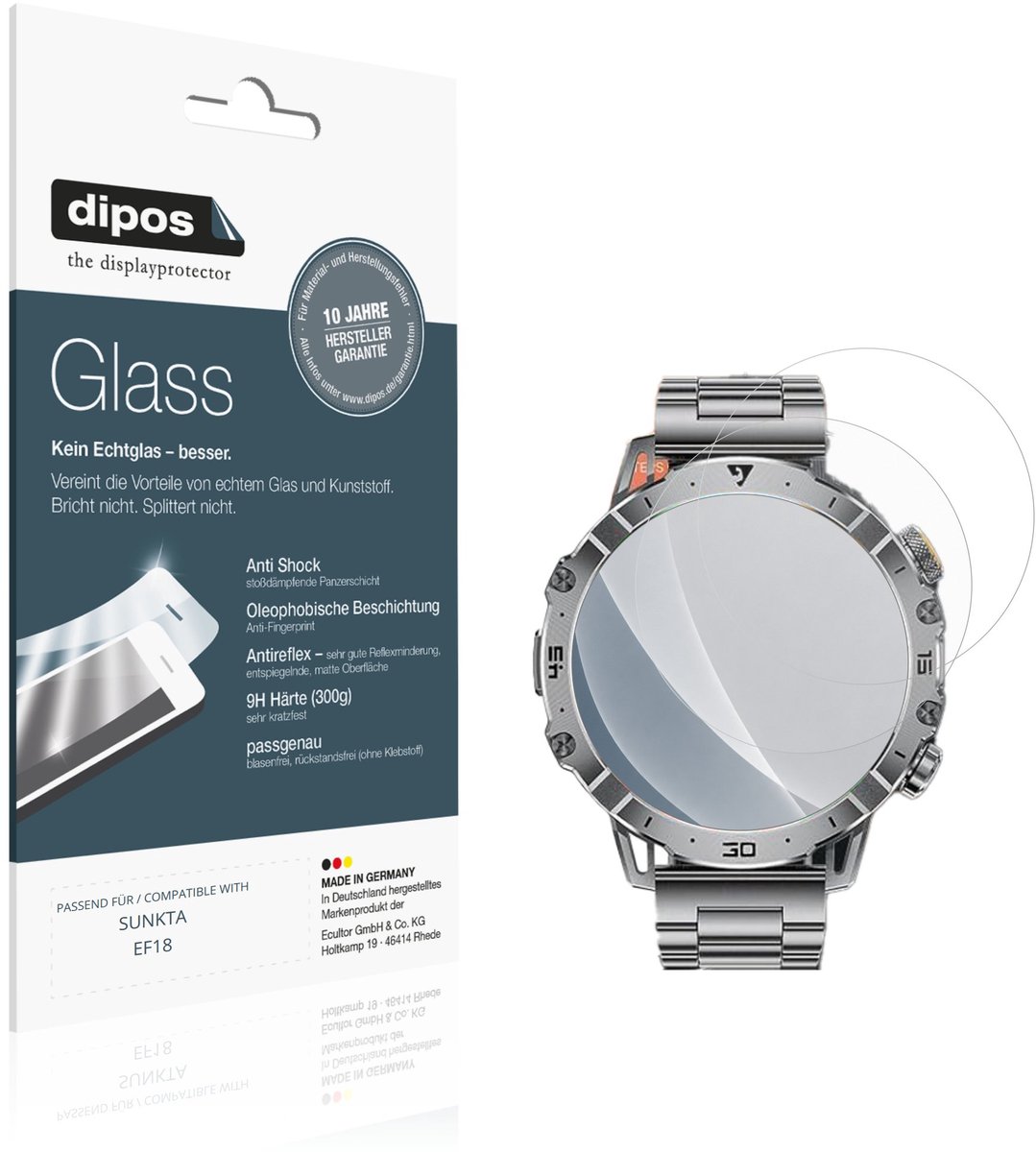 dipos – 2x Matte Pantserfolie geschikt voor SUNKTA EF18 | 9H Screenprotector