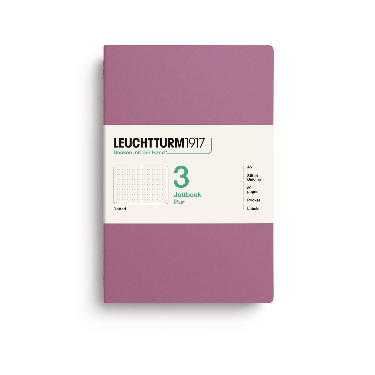 Leuchtturm1917 A5 Jottbook Pur Dotted, set van 3 Dusty Rose
