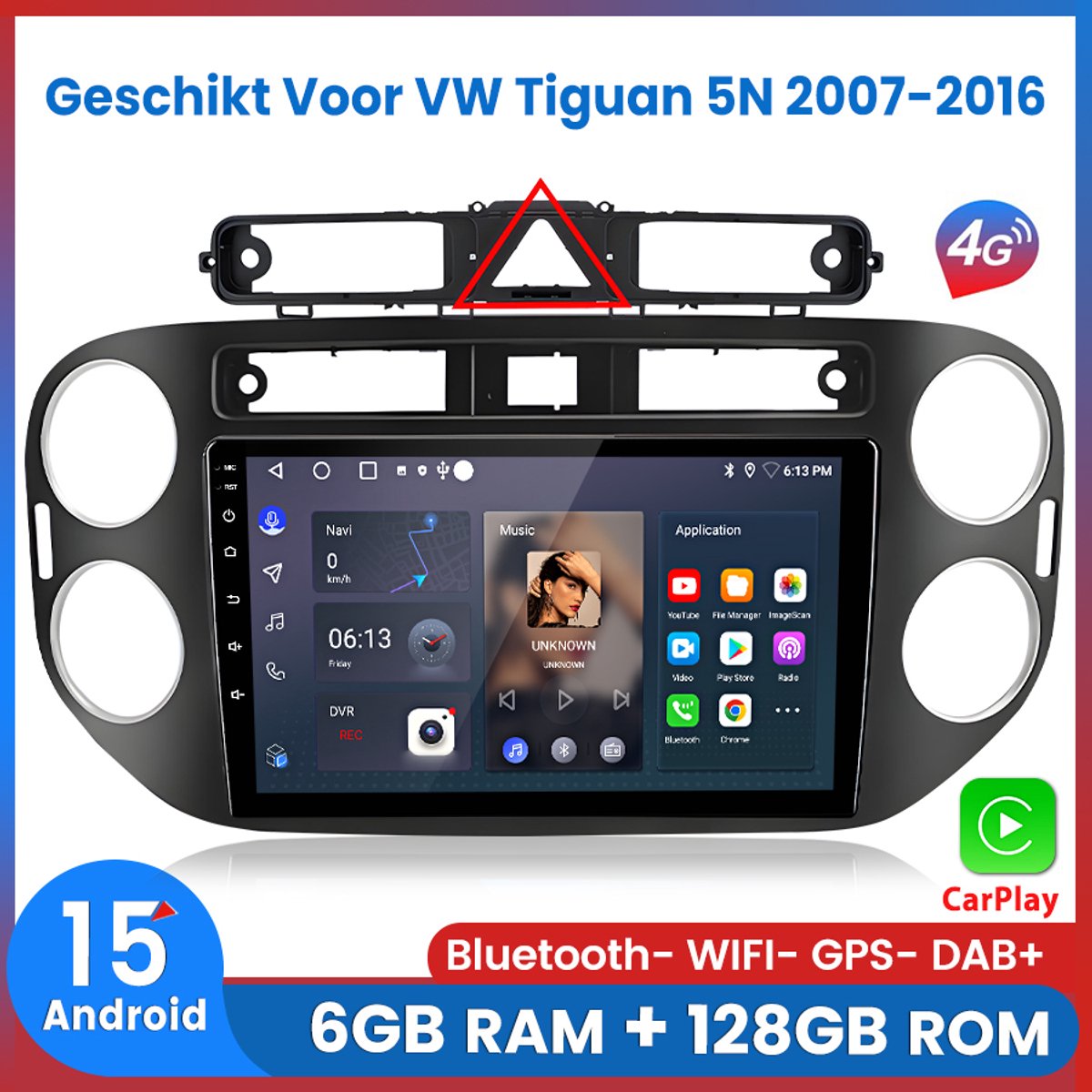 Awesafe Autoradio 6GB+128GB met Carplay en Android auto - Geschikt Voor VW Volkswagen Tiguan 5N 2007 t/m 2016 - Radio scherm met Navigatie GPS - 8 Kern V1PRO Versie - Draadloos Apple Carplay & Android - 2008 2009 2010 2011 2012 2013 2014 2015