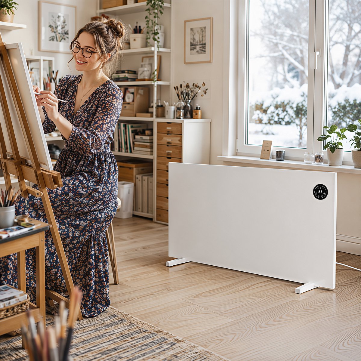 Infrarood Verwarmingspaneel 750W met WiFi, Thermostaat en Afstandsbediening, Wand of Vrijstaand – foto 5