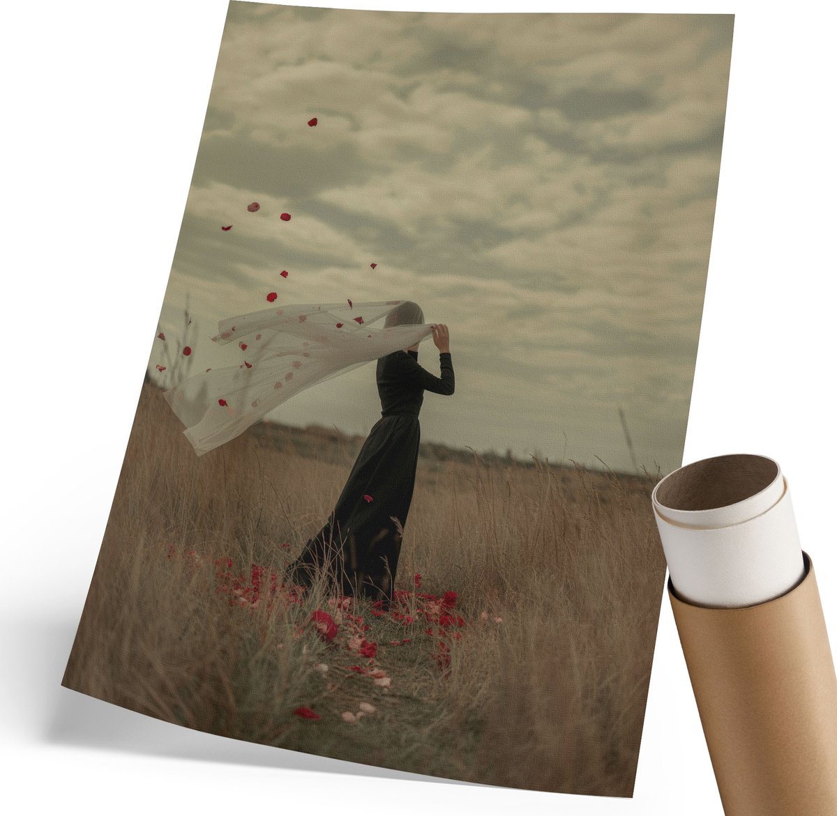 Coloray Polycanvas Wandposter - Stadsbalkon, Fotografie - 420 x 594 mm - Beige Patroon - Rechthoek - Muurkunst - Woonkamer, Slaapkamer, Kantoor - Klassiek