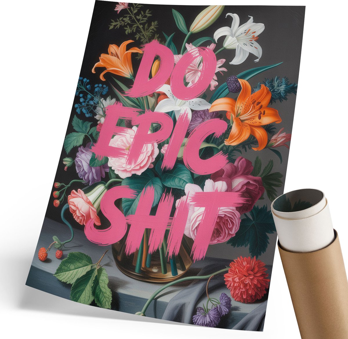 Coloray Canvas Poster Polycanvas - Stedelijke Reflectie, Rood - 420 x 594 mm - Oranje Poster - Rechthoek - Decoratieve poster - Kantoor - Expressief