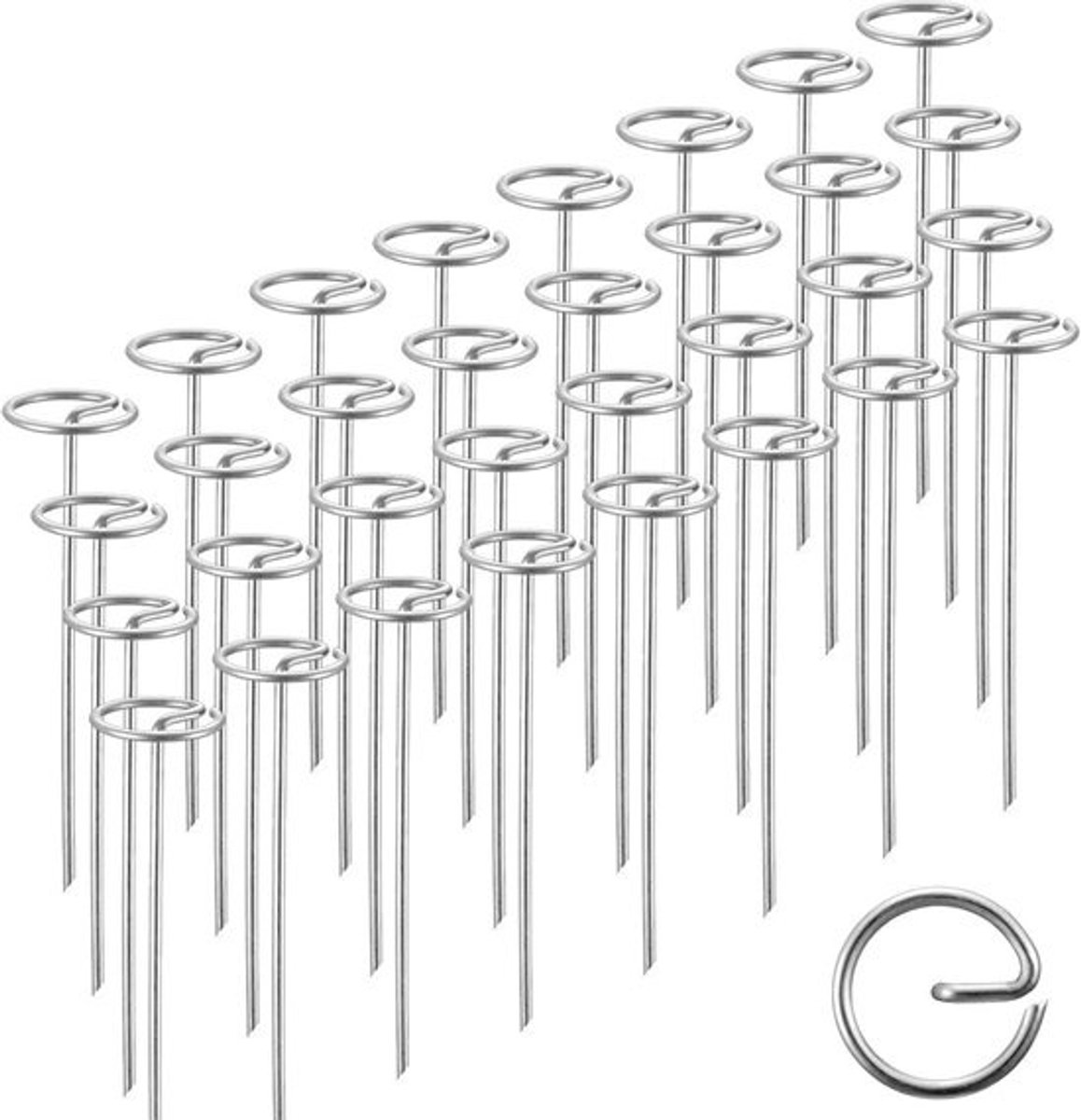 Landschapsnietjes Tuinpalen - Spikes Pinnen - Vastzetten Grondzeil - G-vormig Ontwerp - 6 Inch - Zilverkleurig