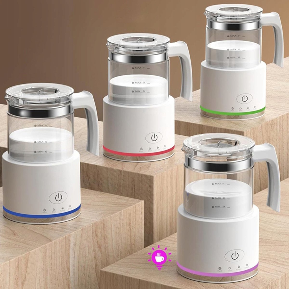 Glazen Melkopschuimer - Elektrische Melkopschuimer - Vaatwasserbestendig - 500 ml - Warm & Koud Schuim - 4 Standen - Automatische Uitschakeling - Milk Frother - Voor Latte & Cappuccino & Macchiato - Wit — cadeau in Kookcadeaus - foto 5
