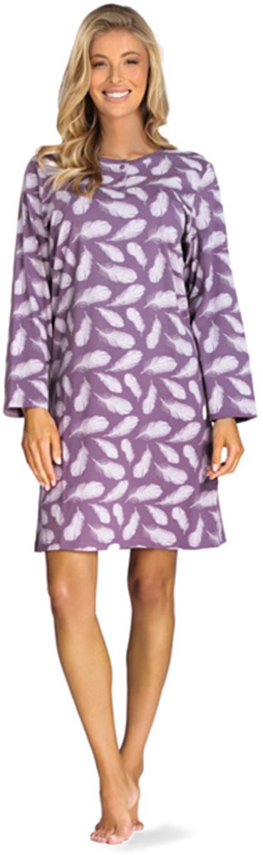 Comtessa Nachthemd 'Like a Feather' - Dames Nachtmode - Lange Mouw - Paars - Maat 48